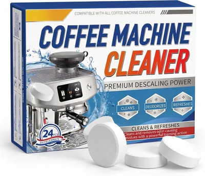 Tabletas de Limpieza para Cafeteras, 24 Pastillas Descalcificadoras Efervescentes, Elimina Sarro y Residuos, Compatible con Electrodomésticos de Cocina