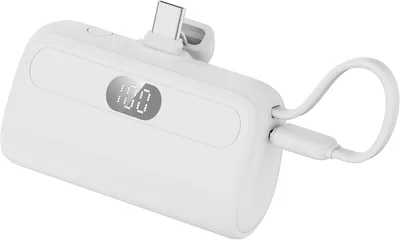 モバイルバッテリー 5000mAh タイプC直插式 コンパクトで軽量 2デバイス同時充電