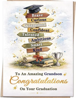 Graduation Card for Grandson - Congrats Grad Gift for High School/College/University 2026 Party, Best Deal