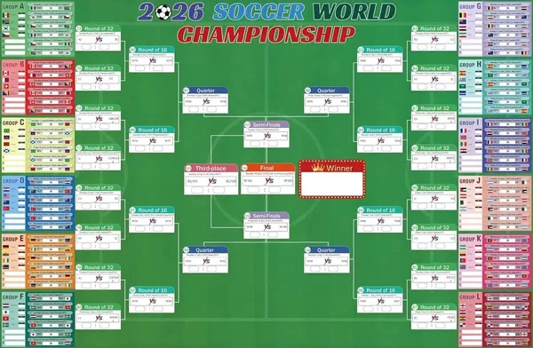 2026 World Football Wall Chart Poster 80x125cm - Best Price