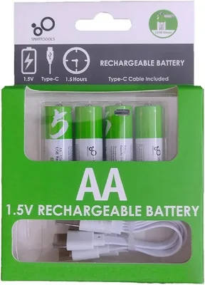 بطاريات Handi Kafu USB قابلة للشحن AA من الليثيوم أيون، 1.5V، 1700mAh، 4 قطع - أفضل سعر