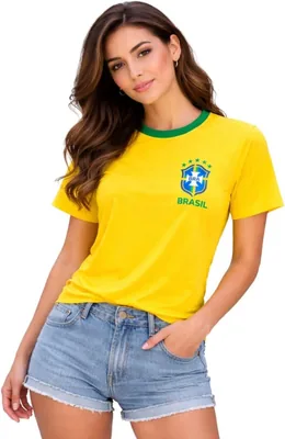 Camiseta Dry Feminina Brasil Seleção Brasileira Gola Redonda Estampa Brsão - Melhor Preço