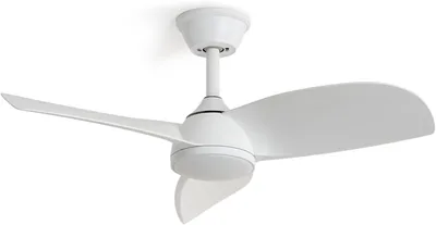 LEDKIA Iluminación Ventilador de Techo Poros Evo Blanco con Luz CCT LED; Motor DC Silencioso 30W; Asas Blancas; 6 Velocidades; 90 cm; 48 dB; Co