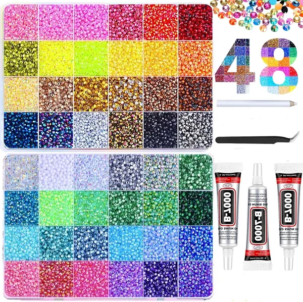 48000Pcs Resin Jelly Rhinestones Flatback 3mm Multicolor