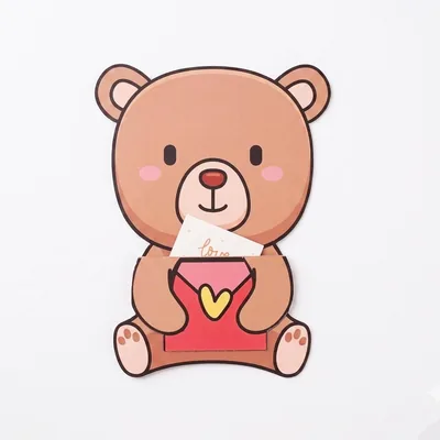 Cute Teddy Bear Greeting Card - Heartfelt Printed