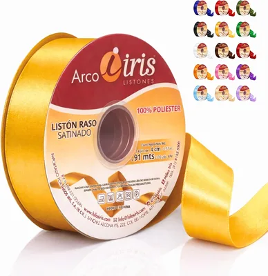 Rollo Liston Satinado Marca Hilos Iris (4cm/91mts, Amarillo) - Mejor Precio