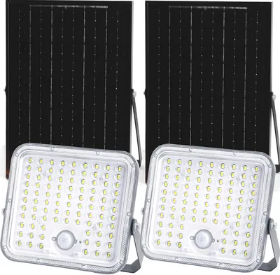Aigostar - Luce LED Esterna con Grande Pannello Solare, 8000 mAh, Alta Capacità Batteria, Due Modi: Sensore Movimento e Crepuscolo
