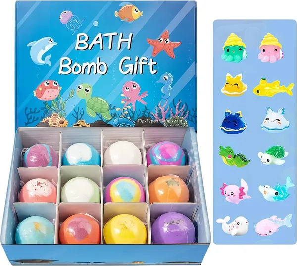 Yelajoy 12 Pcs Bath Bomb Gift Set For Kids Bath Bombs With Surprise Inside 12 Pa GZ1YJY5D