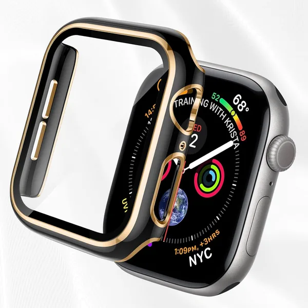 Tempered Glass Screen Protector for Apple Watch case Series SE 11 10 9 8 7 6 5 4 40mm 44mm 41mm 45mm 49mm 42mm 46mm Waterproof Cover PC Protective Bumper for iwatch
