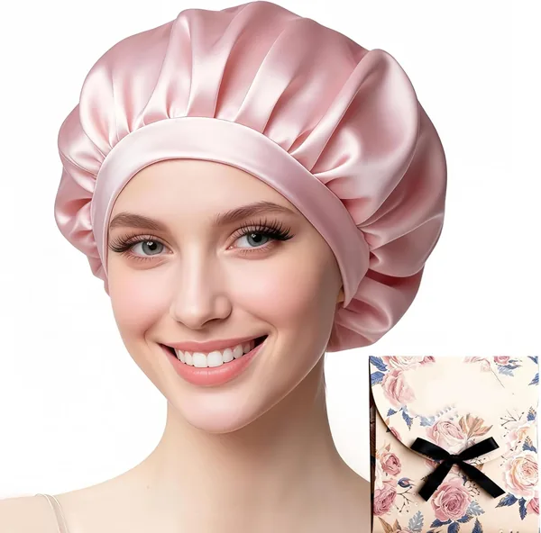 AquaAria 22 Momme 100% Soie de Mouche Cap de Nuit, Casque Satin pour Cheveux, Doux et Anti-Glissade, pour Cheveux Longs et Courts - Meilleur Prix