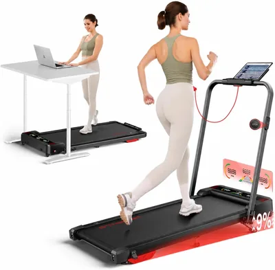 Treadmil plegable HOMETRO, 5 en 1 con cinta eléctrica de alto inclinación 9%, 2.5HP (12 km/h), tapete inteligente para caminar con App