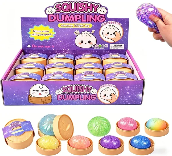 12Pc Dumplings Squishy Set, Glitter Dumpling Squishy