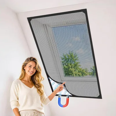 MLEJU Fliegengitter Magnet Fenster, 110x130 cm individuell zuschneidbar | Verstärktes Glasfasergewebe, einfache Montage ohne Werkzeug