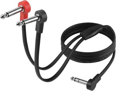 GOGHOST 1/4" TRS Stereo to Dual 1/4" TS Y-Splitter Cable, 6.35mm Right Angle Male to Male Audio Cord for Amp - 1.6 ft