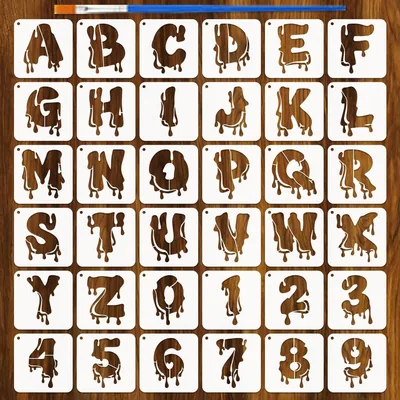 FINGERINSPIRE 36 Piece Stencils Set - Graffiti Alphabet & Numbers