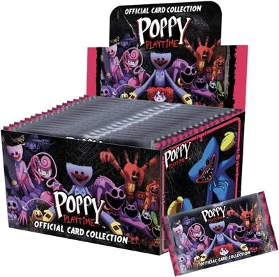 Funky Box Poppy Playtime Karty kolekcjonerskie - Pudełko pełne 24 kopert (120 kart), Szukaj rzadkich złotych i szmaragdowych