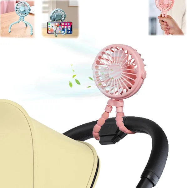 TASBER Pram Fan 3 Speeds, 500mAh Mini Handheld Baby Fans for Buggy, Pushchair, Car Seat, Travel