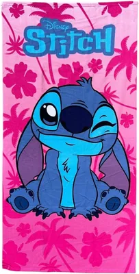 Asciugamano da Spiaggia Cartoon Stitch Girl, 70 x 140 cm, Microfibra 100% Poliestere, Asciugatura Rapida, Rosa Tropicale, Disney, Regalo
