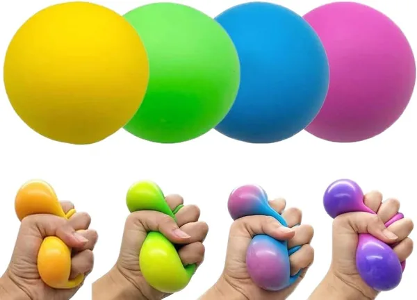 SHAHNARO Color Changing Stress Balls-4 Pcs (Mix Colors and Styles) Sensory Squishy Mesh Fidget Toys for Kids,Teens, Adults Stress Relief Squeeze Balls for Anxiety, Office, Party