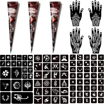 Kit de Tatuajes Temporales - 3 Tatuajes, 101 Estampillas para DIY y Fiestas (10% Descuento)