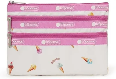 Lesportsac 3Zip COSMETIC/7158 Pouch, Party Puffs, Sweet Festival ACC, One Size - Best Price