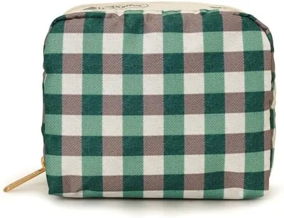 Lesportsac SQUARE COSMETIC Pouch, Forest Gingham, 1x