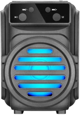 مكبر صوت بلوتوث محمول مع أضواء LED، راديو إف إم، دعم بطاقة ذاكرة TF و USB، بطارية قابلة للشحن، تكنولوجيا TWS للتوائم - أفضل سعر