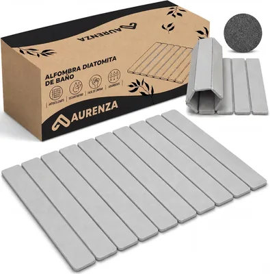 Aurezza, Alfombra de Diatomita, Doblable, 60 x 39 cm - Rápida Secado, Alta Absorción, No Resbaladiza, Piedra Natural para Ducha