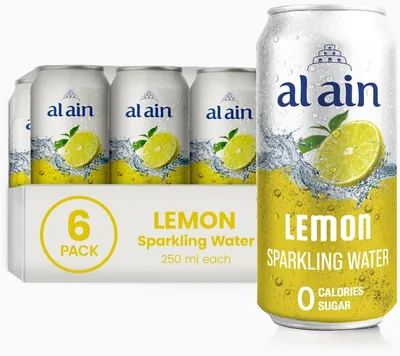 Al Ain Lemon Sparkling Water 6x250ml Can - ZERO Sugar, ZERO Calorie