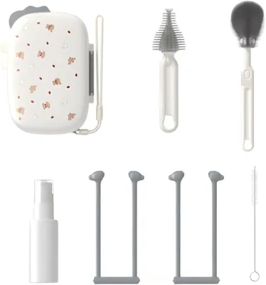 Bestby 6-in-1 Baby Bottle Brush Cleaning Set with Foldable Drying Rack - Best Deal