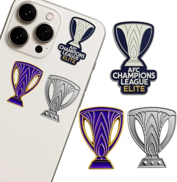 Premium AFC Champions League Trophy Metal Sticker Set