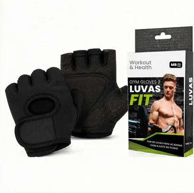 Luvas de Musculação Meio Dedo Pretas com Palma Acolchoada - Melhor Preço