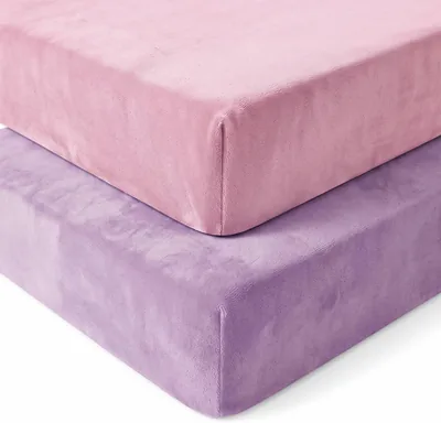 Scmbucus 2 Pack Pink Flannel Crib Sheets