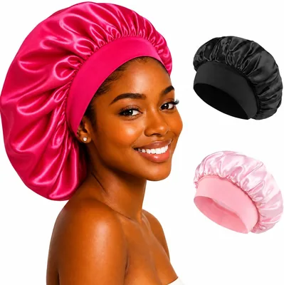 Touca de Cetim com Faixa Elástica Larga Anti Frizz para Dormir Confortável - Tamanho Grande - Para Todos os Tipos de Cabelo Liso C - Best Deal