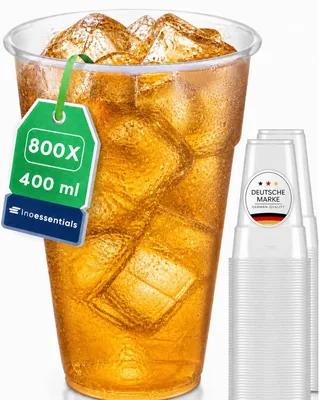 Inoverse 800st Clear Plastic Gläser 400ml - Disposabla Glasser 0.4L för Cocktails, Longdrinks, Softdrinker, Party