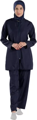 Women's Plus Size Burkini Islamic Swimwear S-10XL with Hijab - Solid Color Full Sleeves