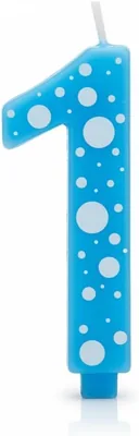 Candela di compleanno a pois 12,5 cm (blu chiaro 1) - 10% di sconto