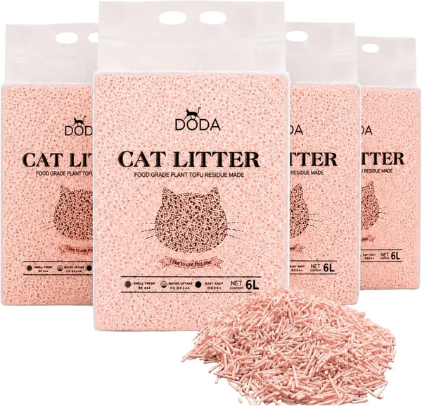 Littera de tofu DODA 8 kg - Litera ecológica y biodegradable, baja polvorización, control de olores, rápida absorción, aroma a durazno