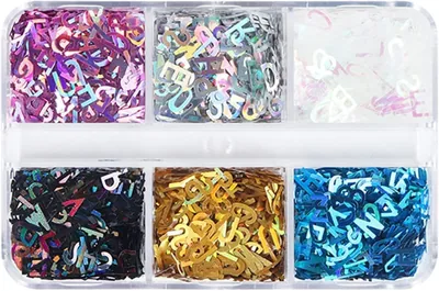 1Box Colorful English Letters Glitter Sequins, Resin UV Epoxy Mold for Nail Art Crafts