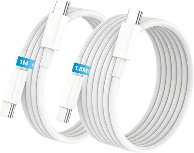 USB C zu USB C Kabel 1 m + 1.8 m, 2 Stück, 60 W, für iPhone 15 16 17 - Schnellladungskabel USB-C PD