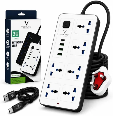 Velnuro Power Strip 6 Sockets, USB & Type-C Port, Surge Protection - Best Deal