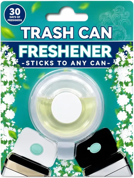Trash Can Freshener - Stick-On Garbage Bin Deodorizer, 30 Days Freshness, Flower Scent, Odor Eliminator for Kitchen, Bathroom & Office Trash Cans (Jasmine)