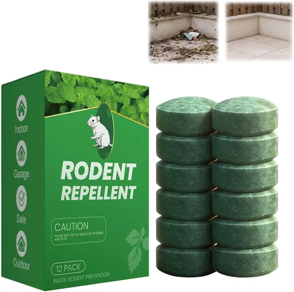 Natural Mouse Rodent Repellent with Camphor & Peppermint Oil, Against Mice, Cockroaches Indoor Outdoor Use for Garage Kitchen Basement (12pcs) (12pc)