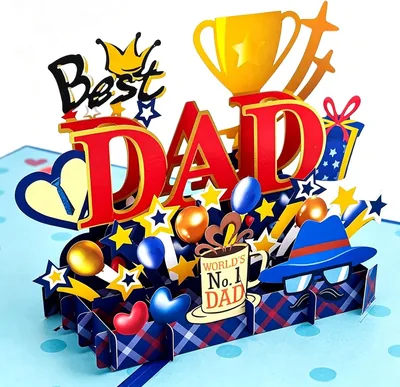 Happy Dad Birthday Card - 3D 'BEST DAD' Design