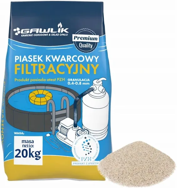 Piasek filtracyjny Piasek kwarcowy do pompy basenowej 0,4-0,8mm 20 kg - Najlepszy Cena