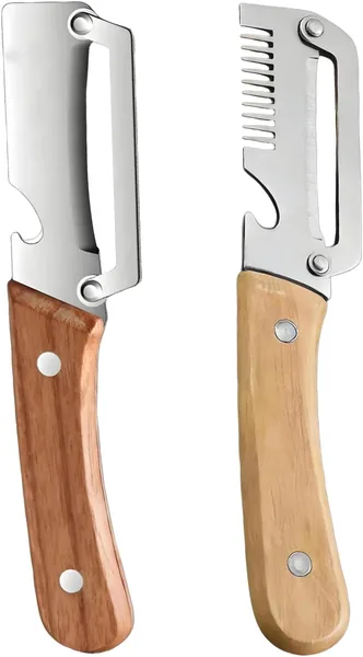 2 Piezas Pelador Multifuncional, Cuchillo Pelador con Hoja de Acero Inoxidable y Mango de Madera Ergon mico