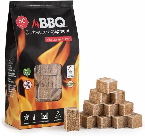 Eco-Friendly Fire Starters for Outdoor Cooking - 80 Cubes