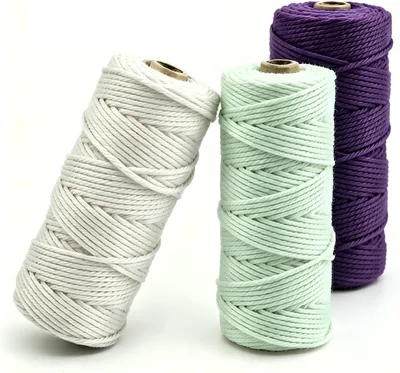 3 Roll Macrame Cord 2mm x 100m, Garden Twine, Garden String, Twine String for Crafts, Natural Cotton