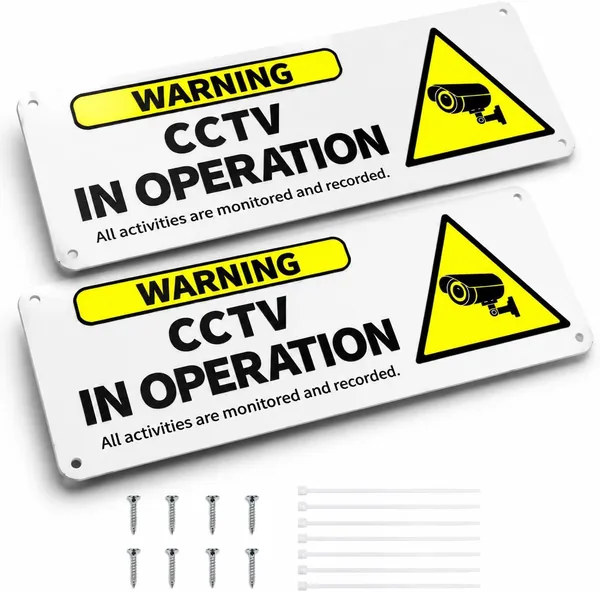 2 Pack Aluminium CCTV Warning Sign - 95% Off