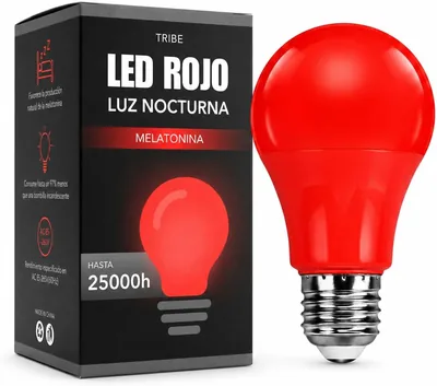 Melaton Red Night Light - Lámpara E27 LED Roja para Dormir - 0% Luz Azul y Sin Parpadeos (Antiparpadeos) - 1800 Lumens - Mejora
